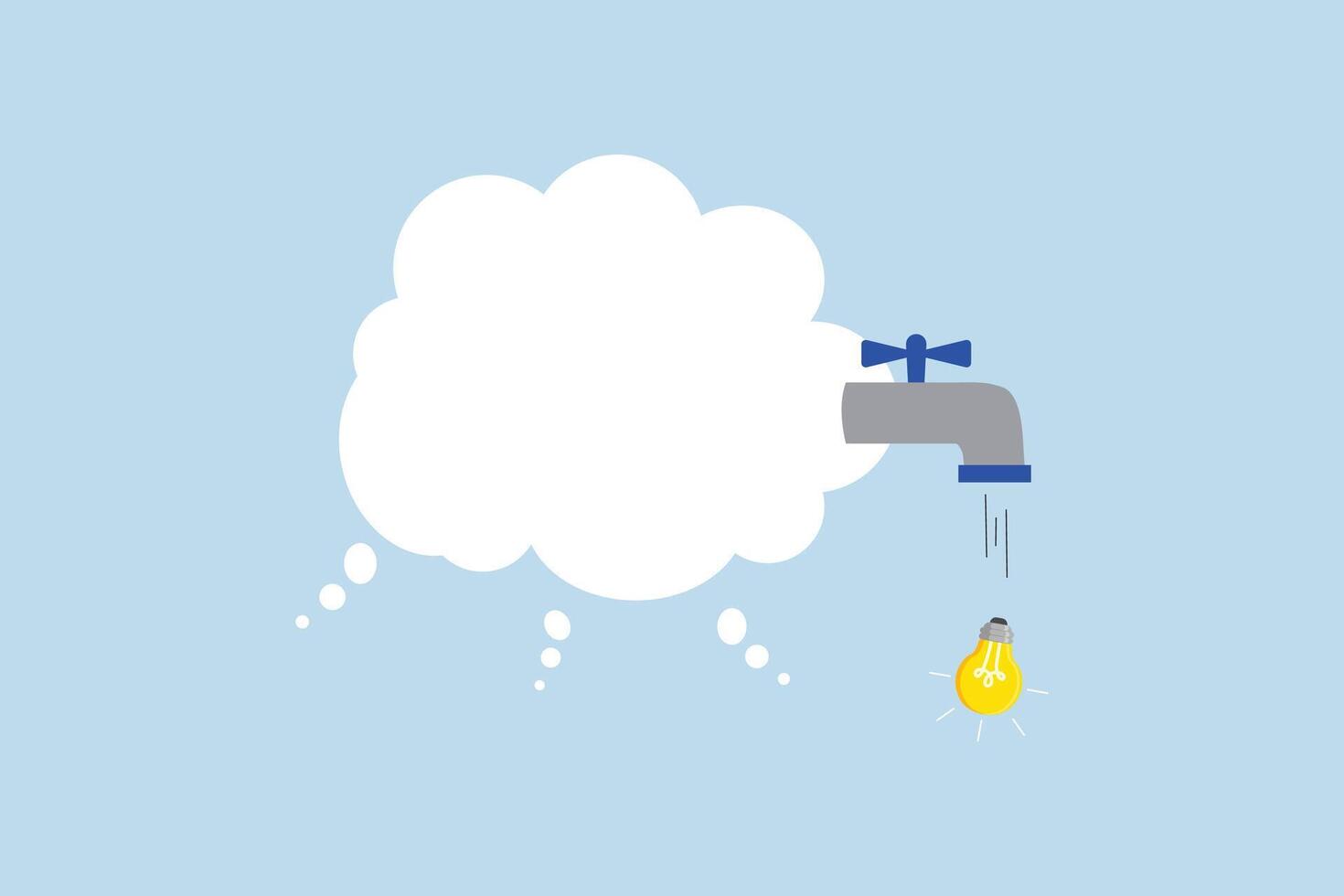 Thinking idea, collective thought sphere with tap to produce bright idea results. vector