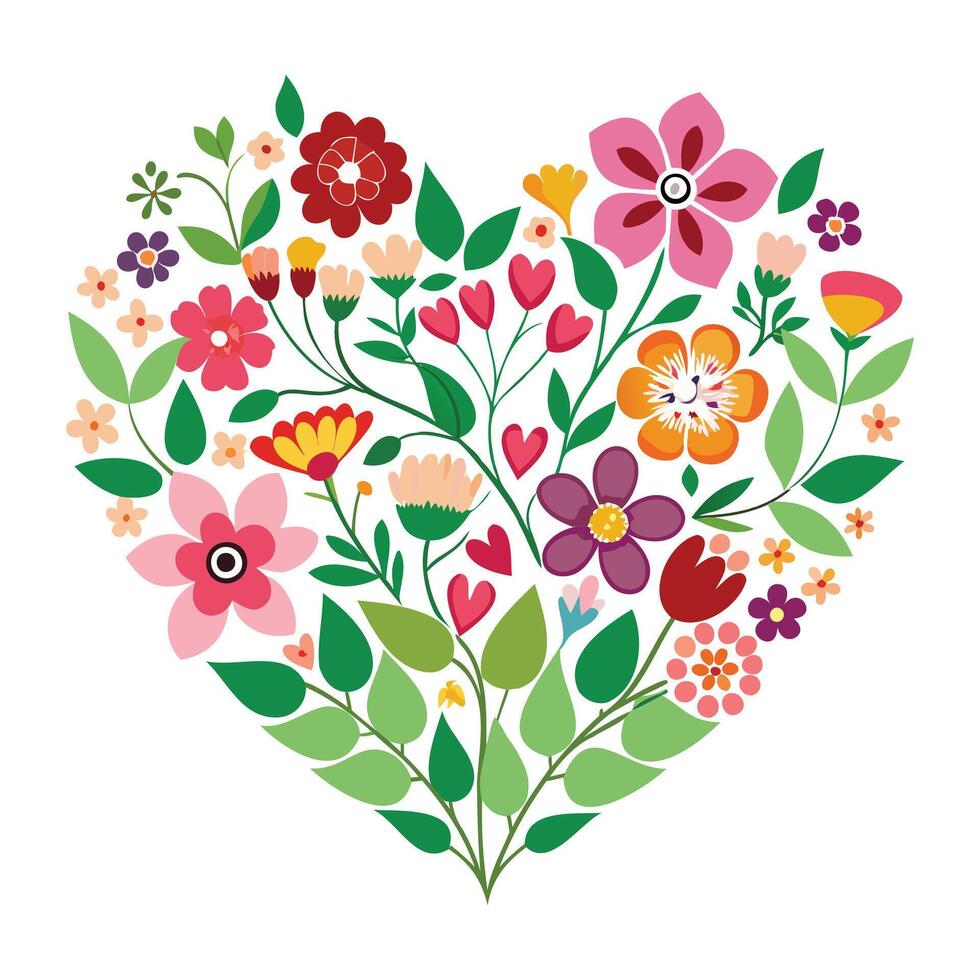 Elegant Heart-Shaped Flower Design A Symbol of Love and Beauty vector