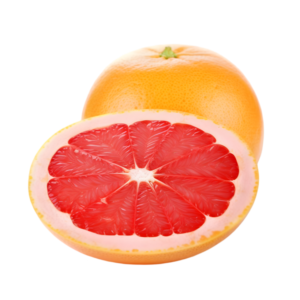 Vibrant pink grapefruit slice fresh market food photography bright environment close-up view healthy eating concept png