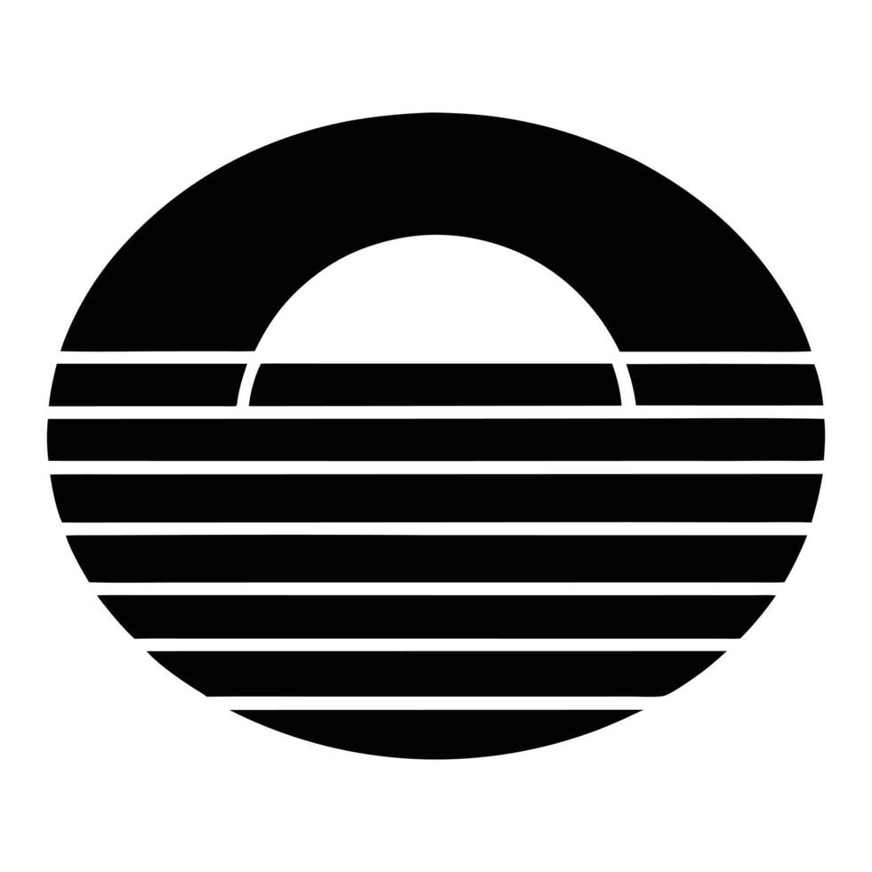 A black and white logo of a sun vector