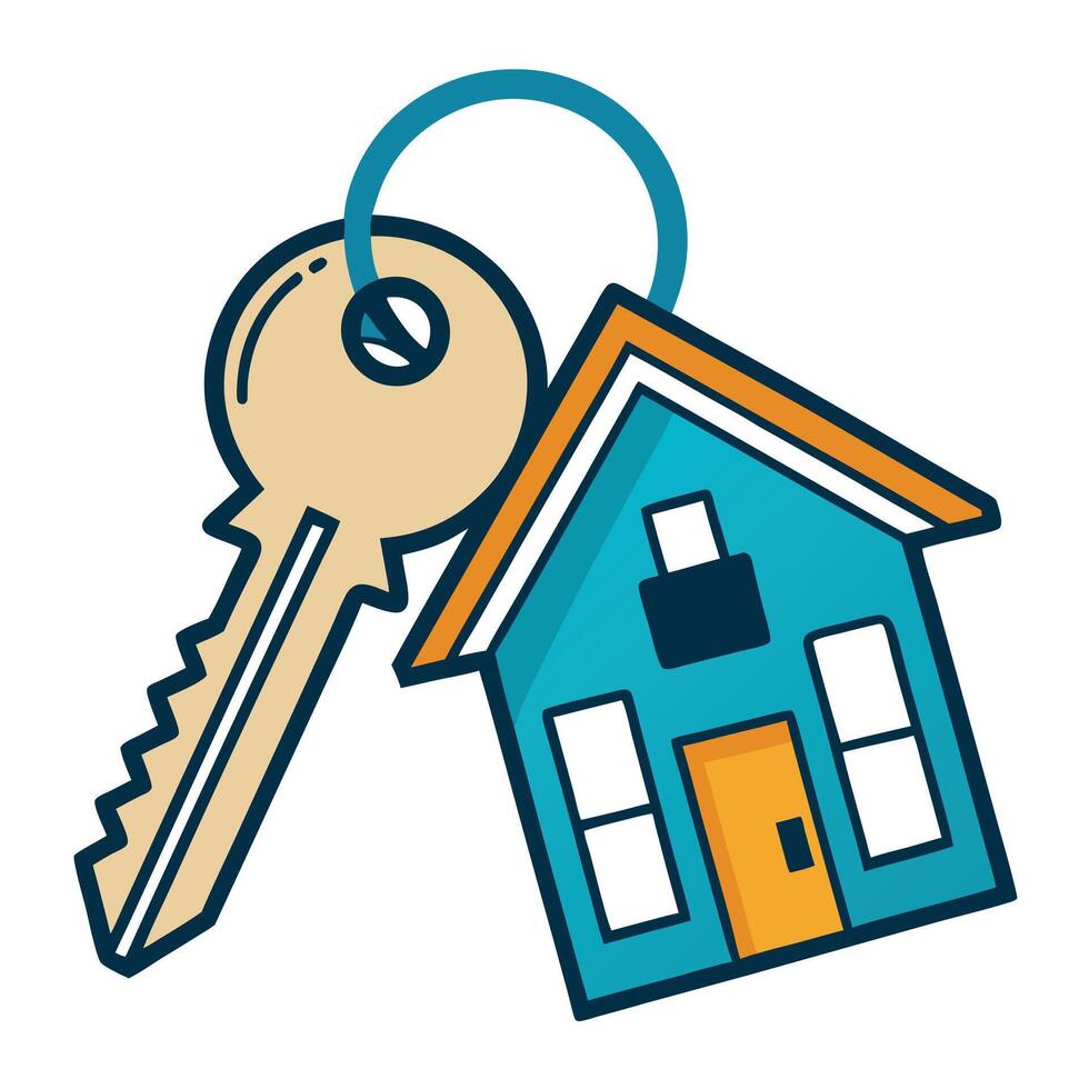 House key and house icon illustration vector
