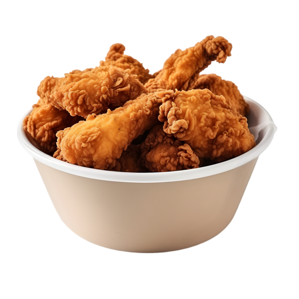 Delicious 3d cartoon fried chicken bucket kitchen food photorealism close-up appetizing treats png