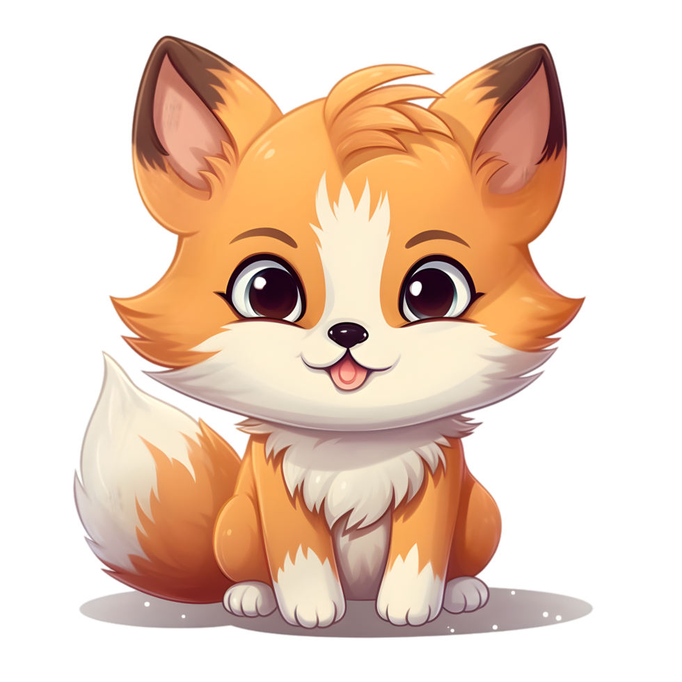 Charming chibi fox character digital art isolated environment playful imagery whimsical concept png