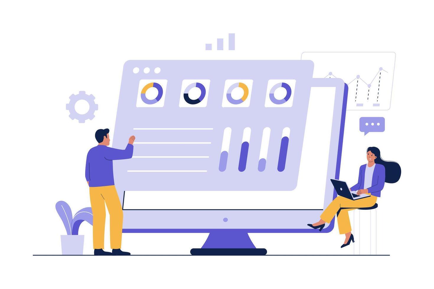 Business data analysis and statistics illustration vector