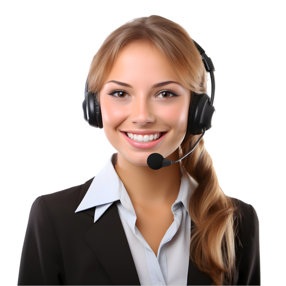 Customer service representative providing support office environment portrait friendly atmosphere engaging perspective png