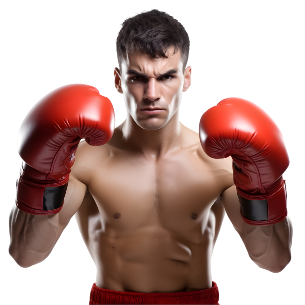 Defensive stance of a professional boxer in a training session gym environment sports photography close-up view png