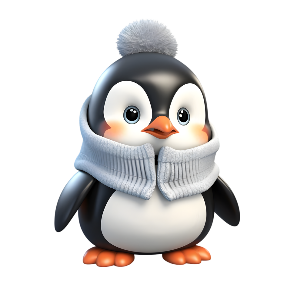 Joyful chibi penguin sliding on snow winter wonderland animation playful scene whimsical view fun concept png