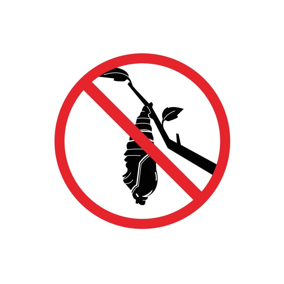 prohibited and dangerous signs. caterpillar danger. it is forbidden to bring caterpillar in here vector