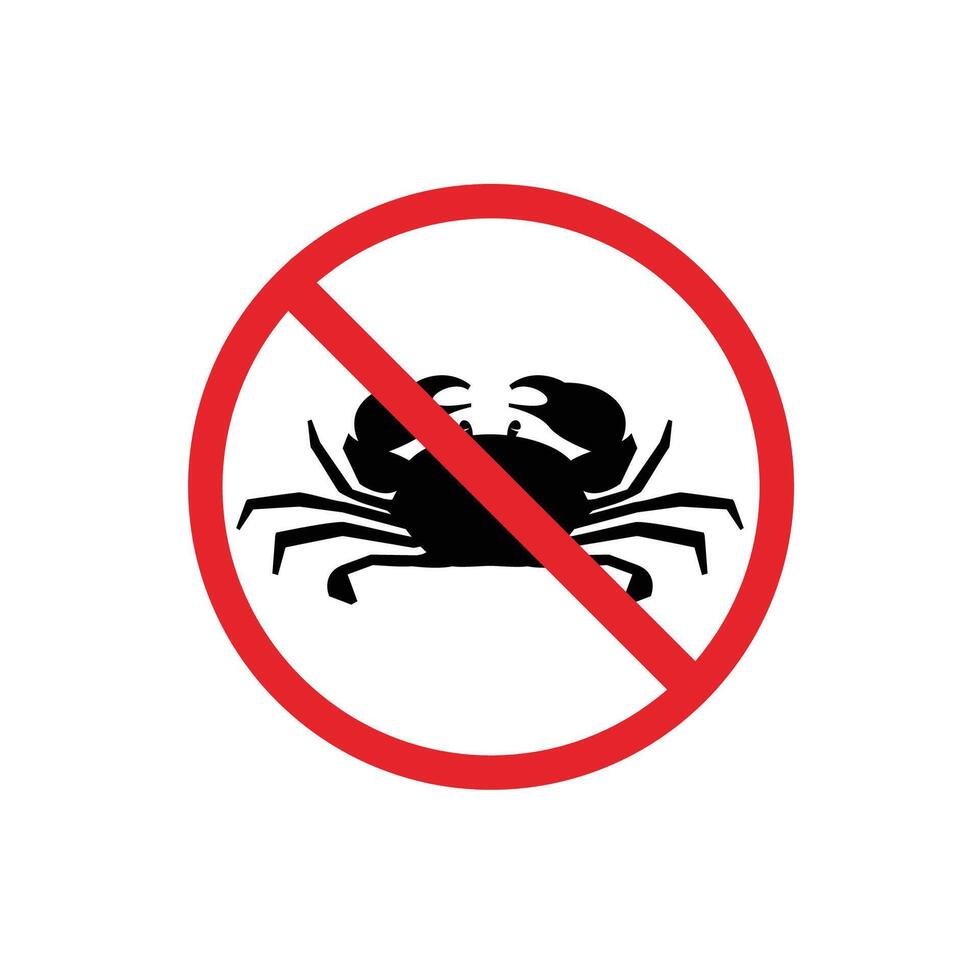 prohibited and dangerous signs. crab danger. it is forbidden to bring crab vector