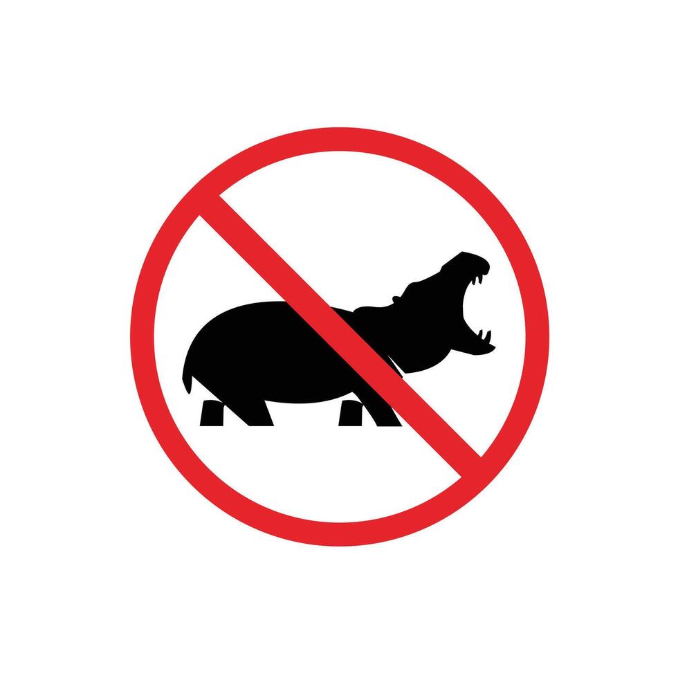 prohibited and dangerous signs. hippo danger. it is forbidden to bring hippo vector
