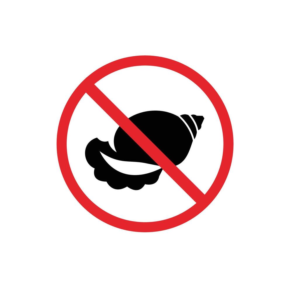 prohibited and dangerous signs. conch sea danger. it is forbidden to bring conch vector