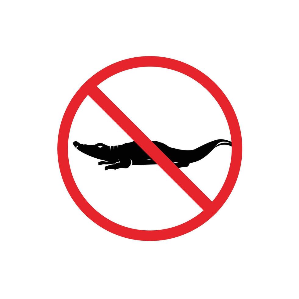 prohibited and dangerous signs. crocodile danger. it is forbidden to bring crocodile vector