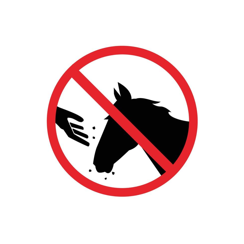 prohibited and danger signs. do not feed the horses. it is forbidden to feed animals vector