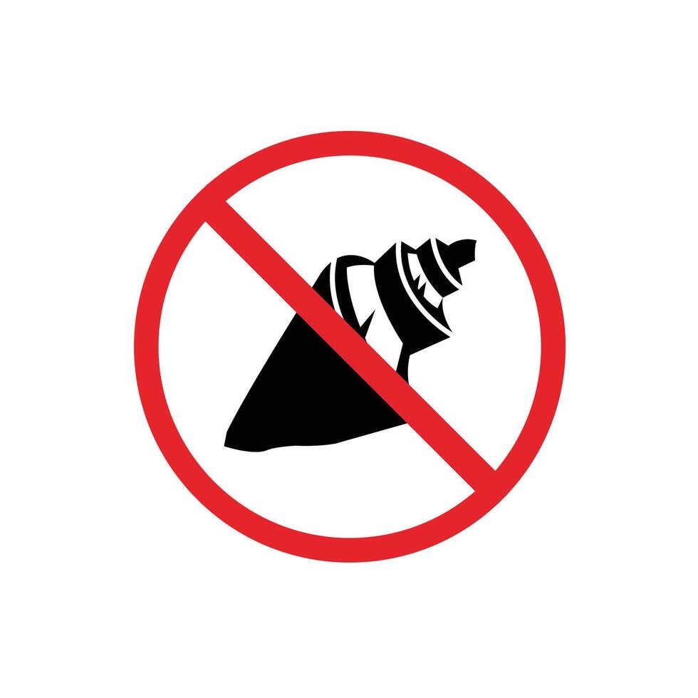 prohibited and dangerous signs. conch spiral danger. it is forbidden to bring conch vector