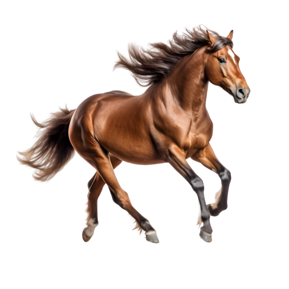 Majestic horse galloping with flowing mane open field wildlife photography natural landscape side view dynamic motion png
