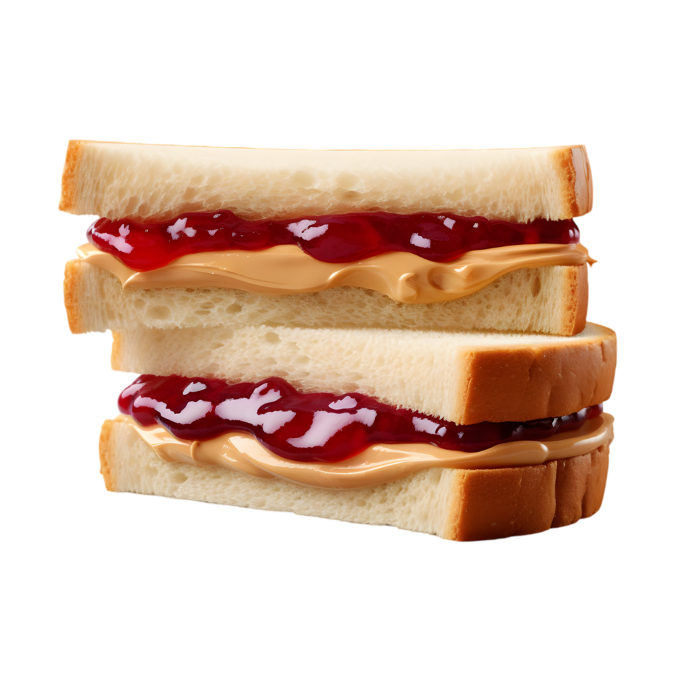 Delicious peanut butter and jelly sandwich creation kitchen food photography cozy environment close-up view culinary concept png