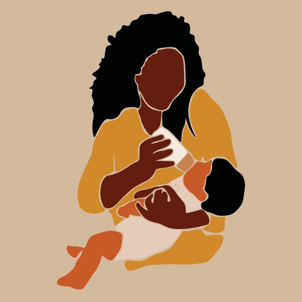 Mother bottle feeding her child vector