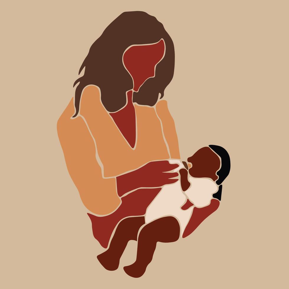 Abstract mother bottle feeding her child vector