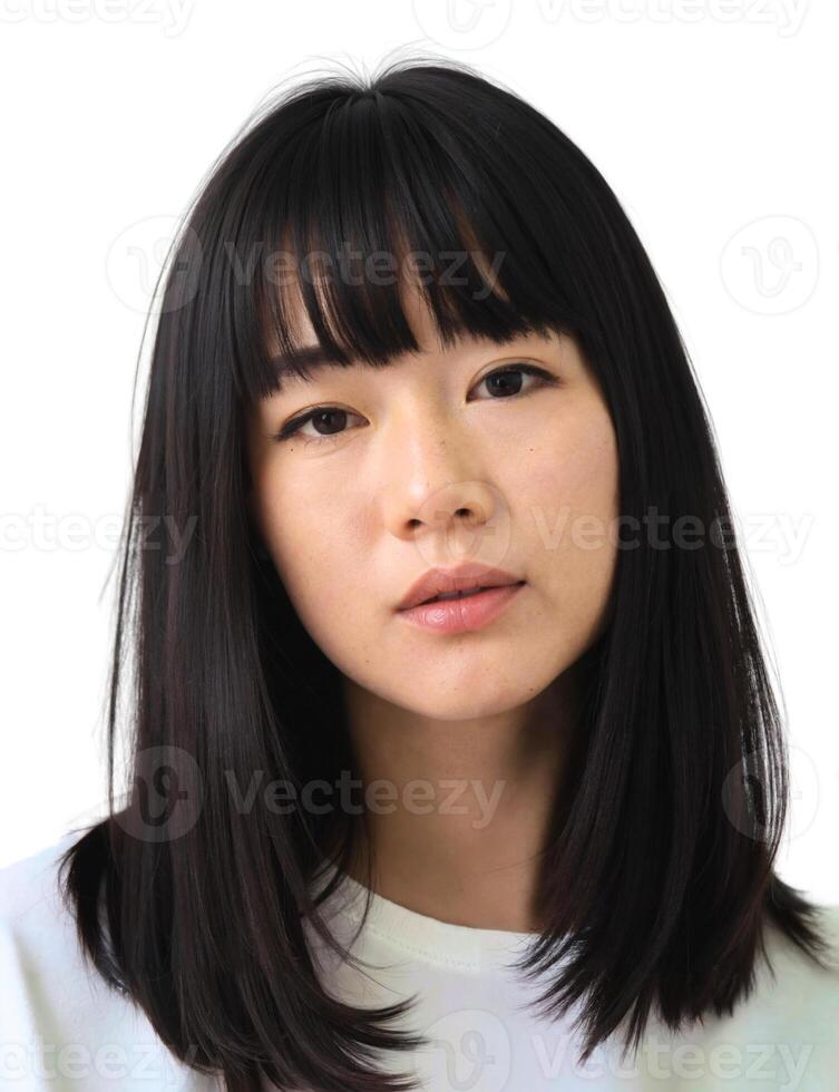 A young asian woman with a long black hair photo