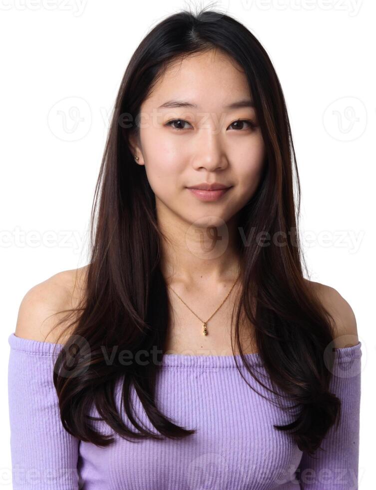 A young asian woman in a purple top photo