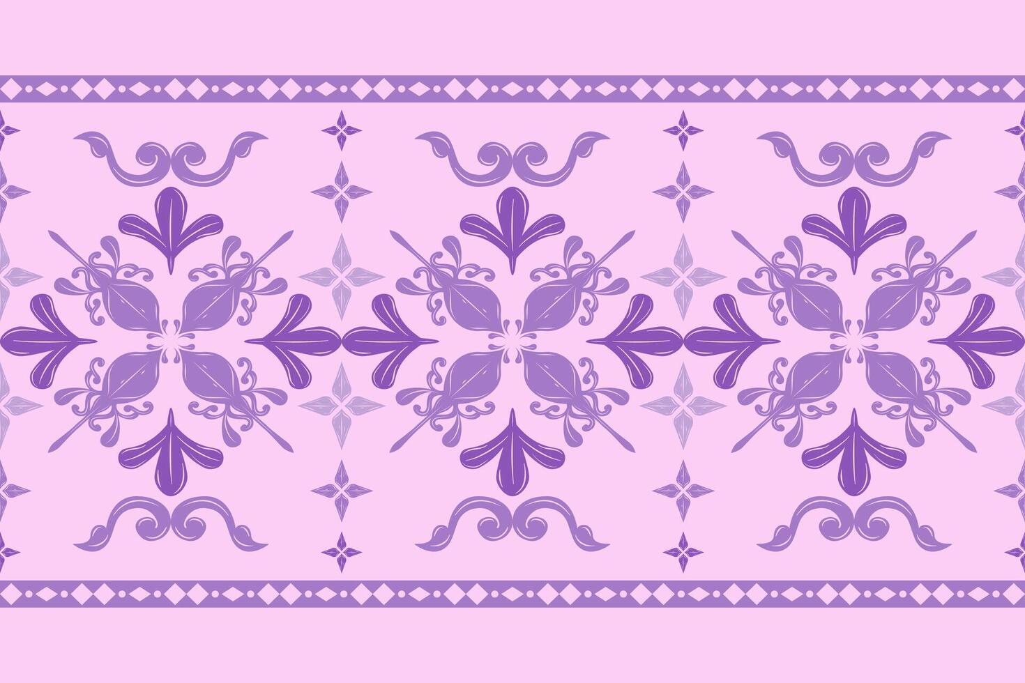 Elegance Fabulous Purple Silk Weaves Scroll Ornament Embroidery Geometric Florals Decoration Pattern on Lavender Background Rich and Beautiful Border Fleur de lis Petals Seamless Europe Needle craft vector