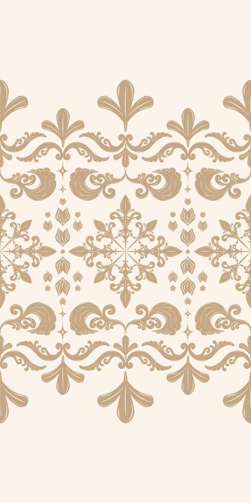 Elegant Exquisitely Brocade Embroidery On Cream Background. A touch of glamour and elegance seamless Pattern. Rich Ornament Border for High Class Design hand Draw Ottoman Traditional and Nature vector