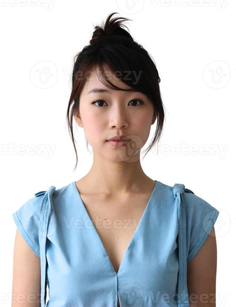 A woman in a blue top posing for the camera photo