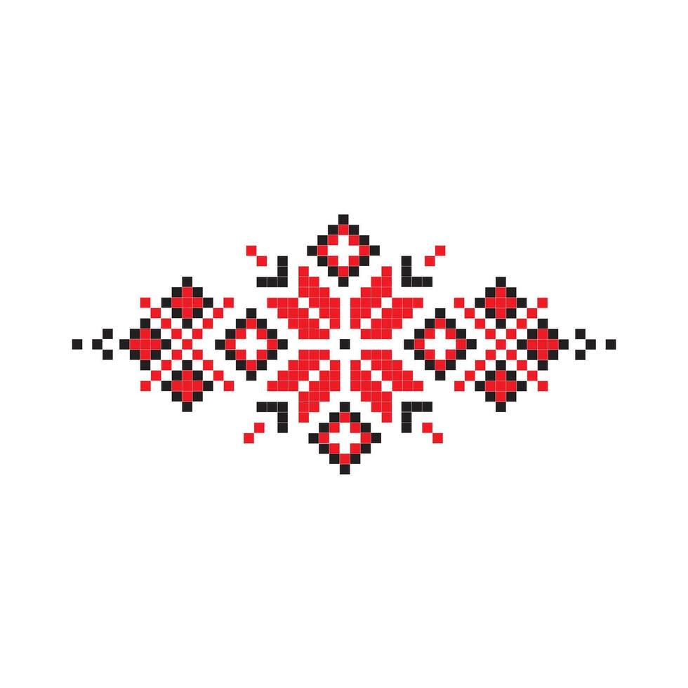 Ukrainian Cross Stitch black and red ornament vector