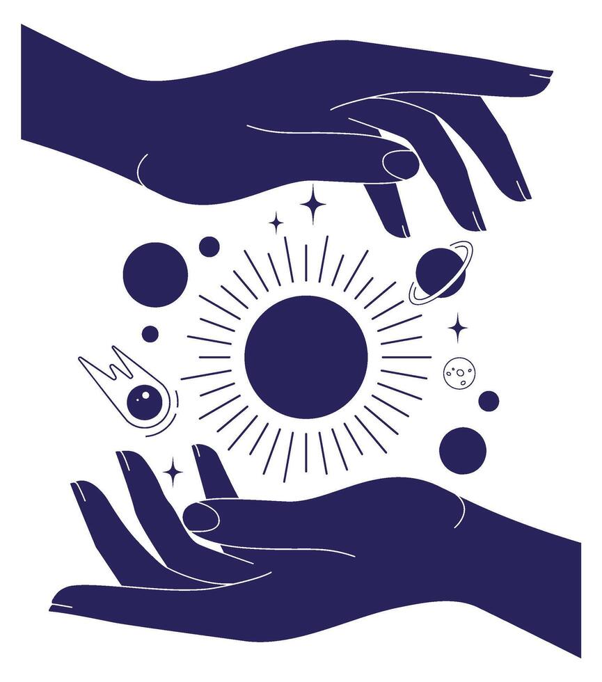 illustration of astrology outer space icon. Heavenly elements and solar system planets vector