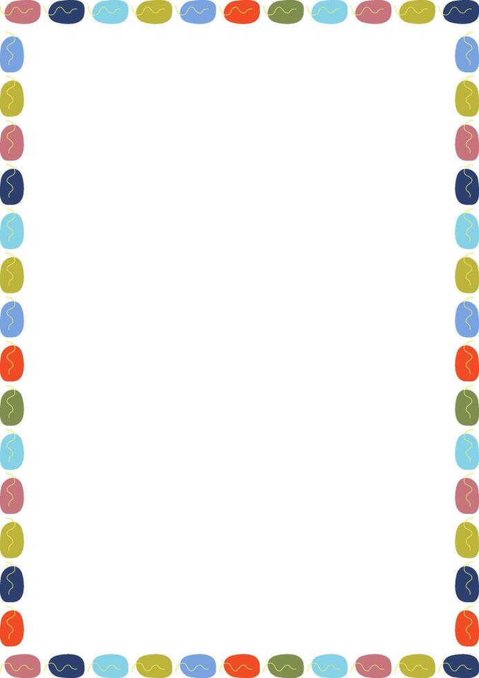 Doodle frame with colorful elements. Trendy graphic template. Cute empty frame box vector