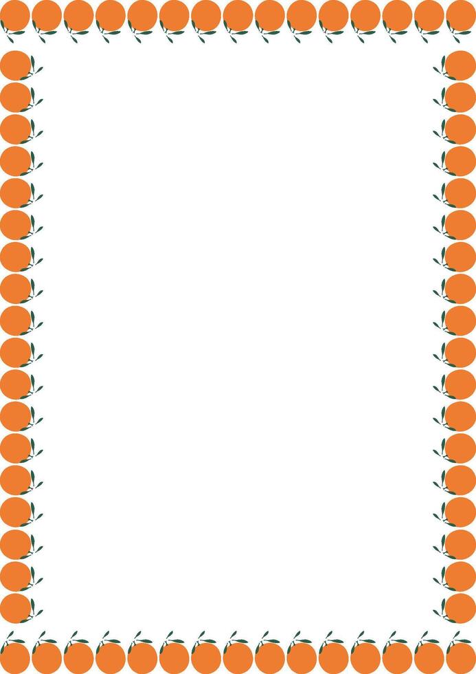 Oranges fruit frame. Tangerine simple sweet fruits border. Free space for your text vector