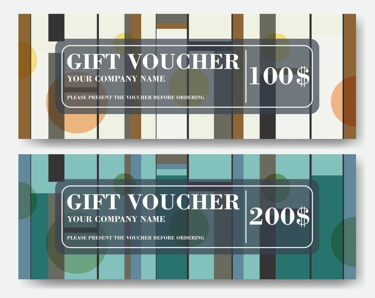 Geometric design gift coupon templates. Set of minimalistic elements voucher. template for gift vector