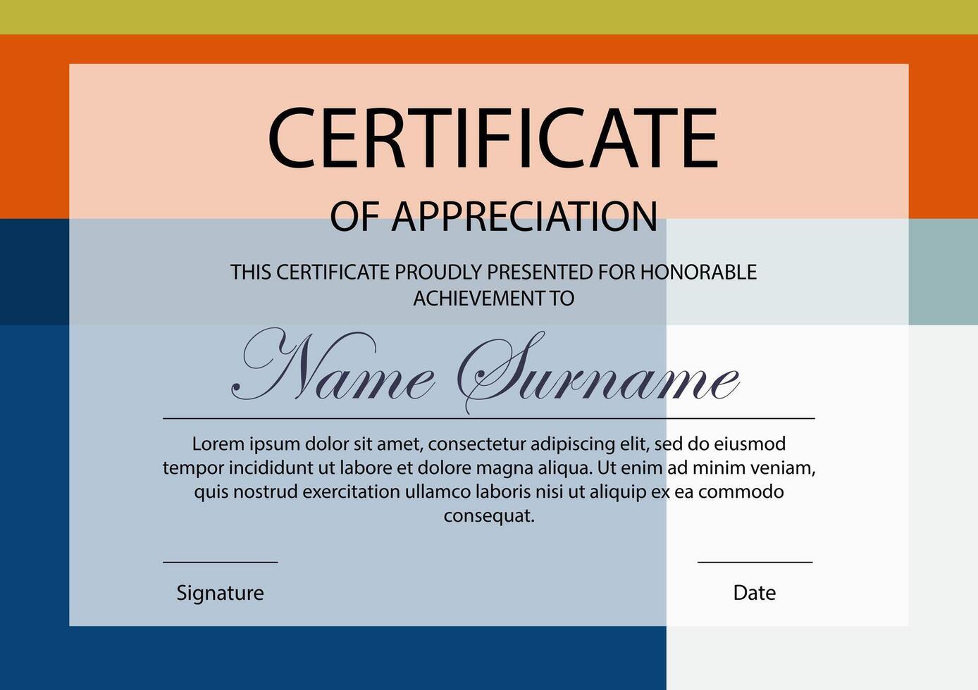 Certificate of appreciation. corporate diploma template vector
