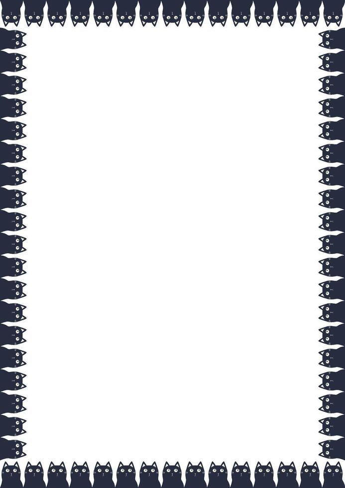 Frame of cute domestic animals. Black cat illustration with empty space for your text vector