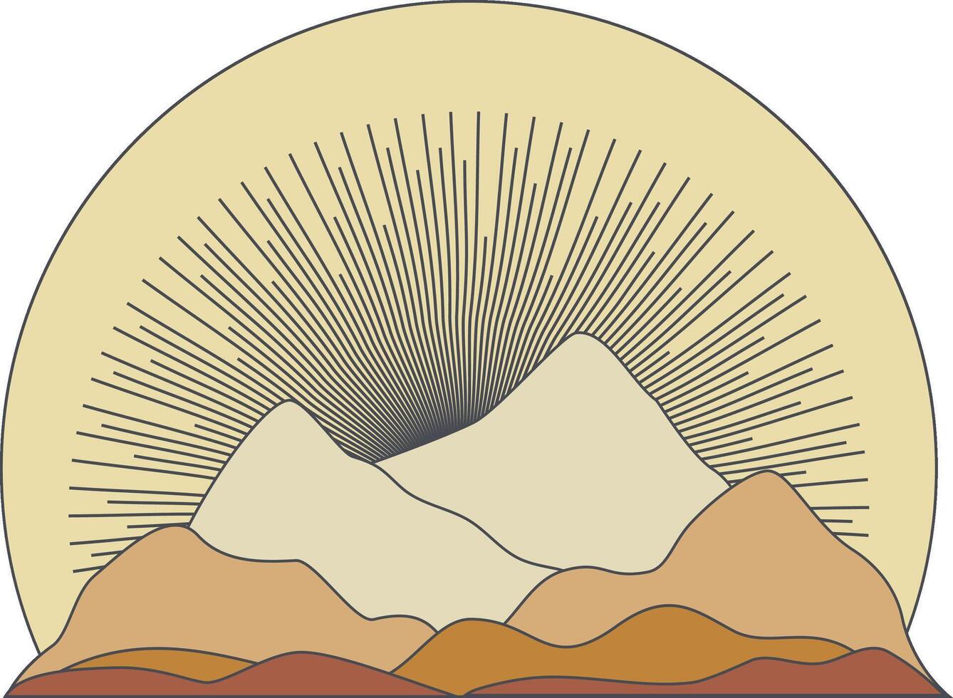 Turkey landscape desert with sunset illustration. Ramadan Mubarak celebration simple design vector