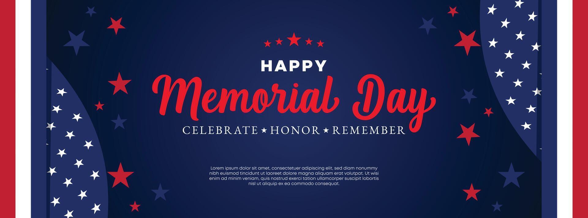 Memorial Day background with stars and stripes, featuring a festive design perfect for banners, websites, and promotional campaigns vector