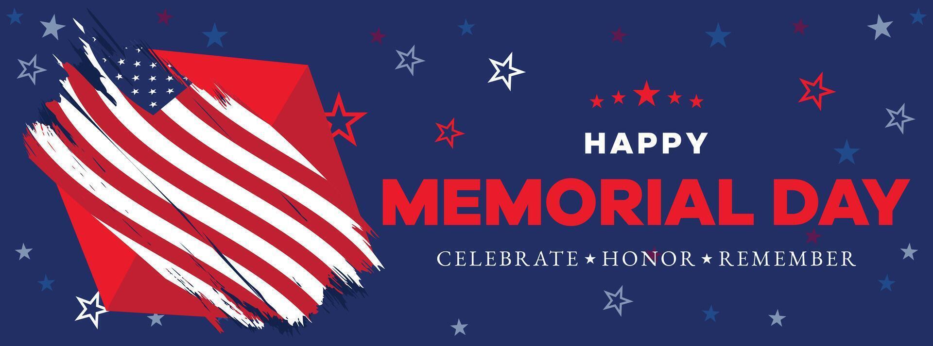 Memorial Day sale banner with American flag design, stars, and stripes, perfect for promotional campaigns and digital marketing ads vector