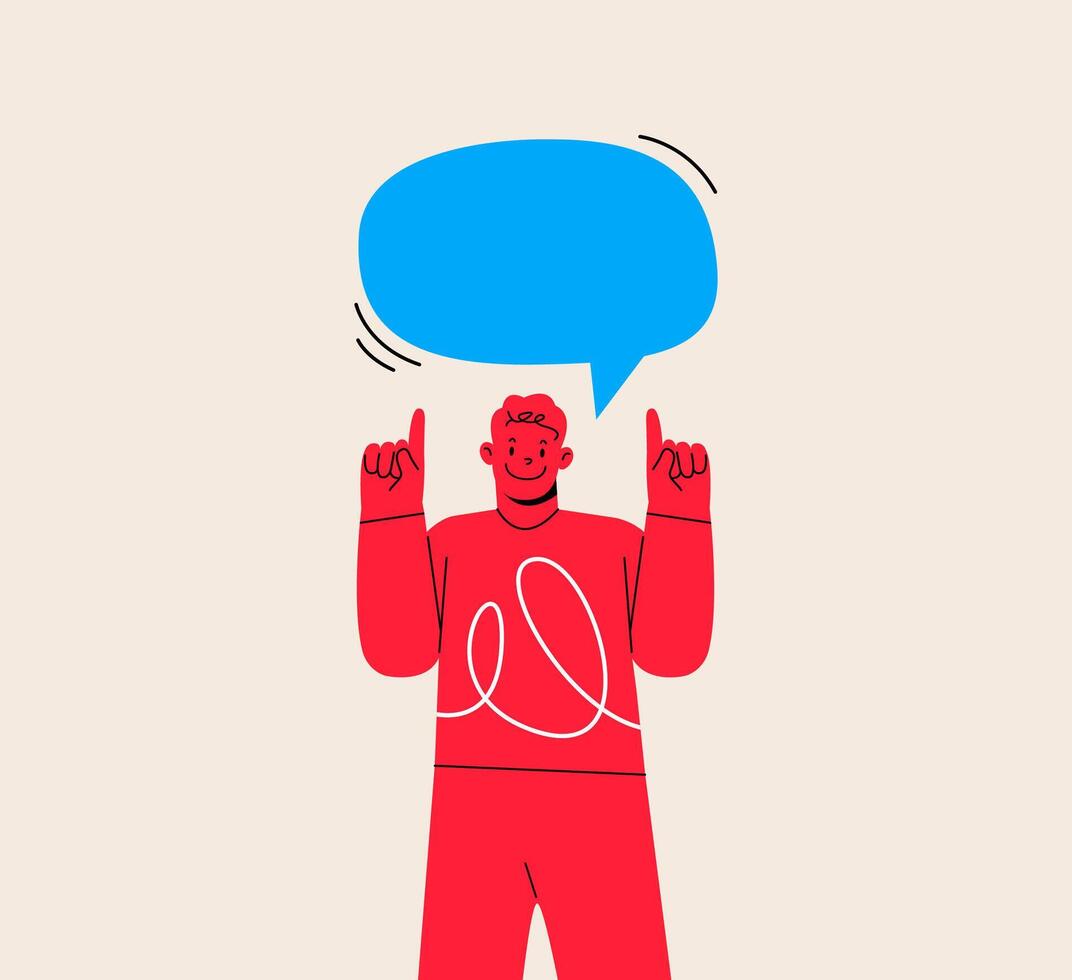 Man talking something. Colorful illustration vector