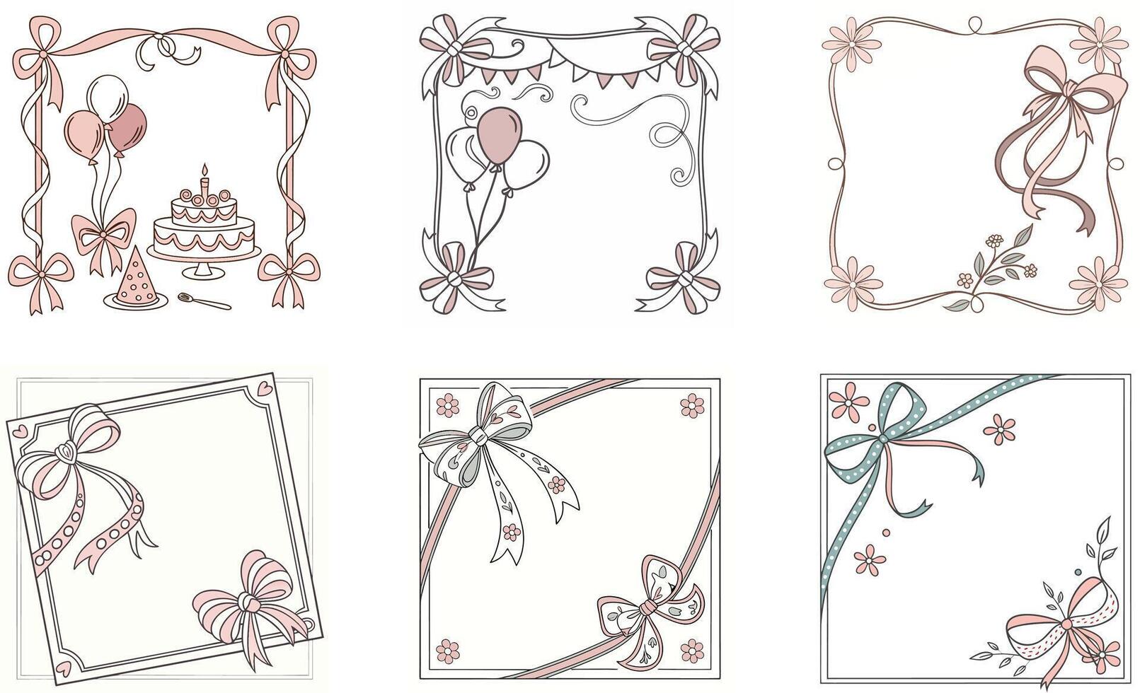 Set of birthday cards illustration vector