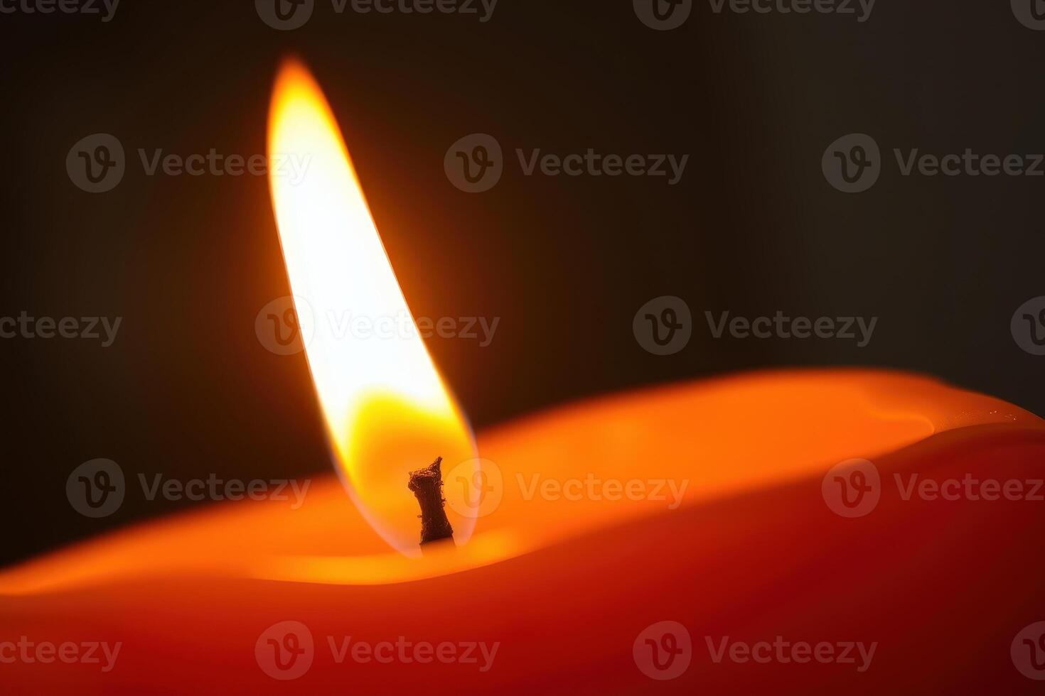 Hyperrealistic macro closeup of a glowing candle flame with melting wax in warm orange tones serene and peaceful atmosphere perfect for meditation relaxation and spiritual concepts photo