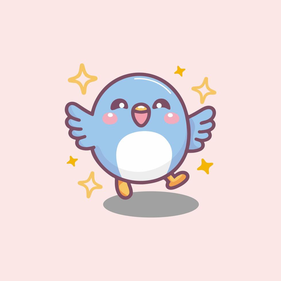 happy blue bird vector
