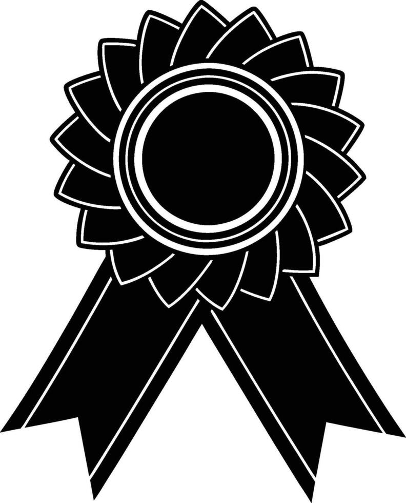 Award ribbon, rosette, black and white, high contrast, graphic design, stylized, symmetrical, flat design, art vector
