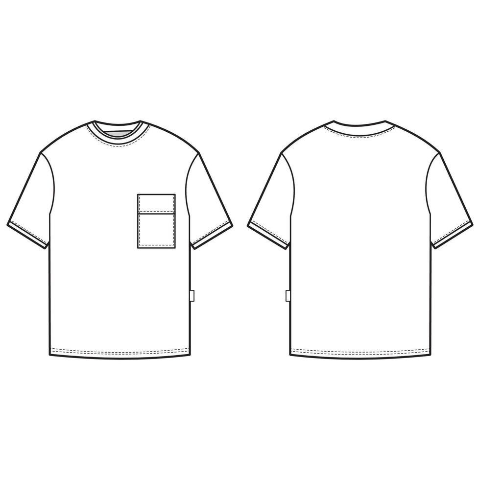 Classic Men's T-Shirt Flat Sketch vector