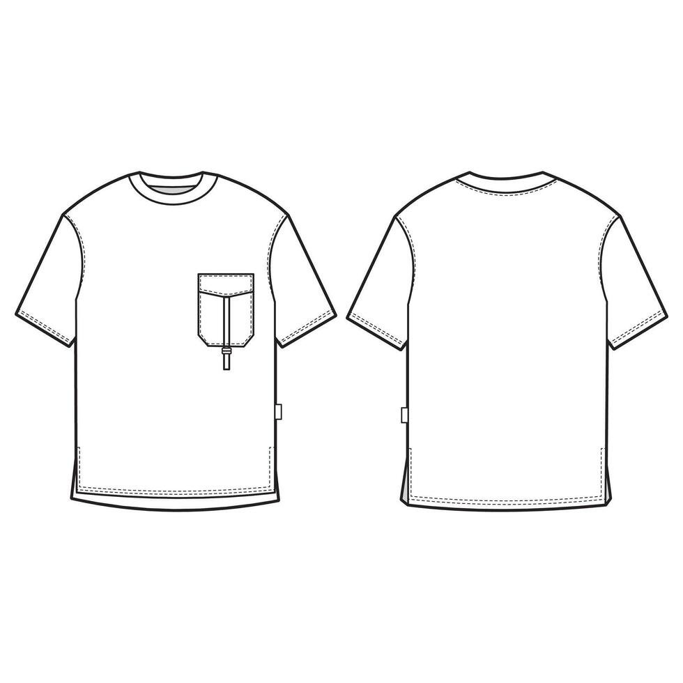 Casual T-Shirt Front n Back View Sketch vector