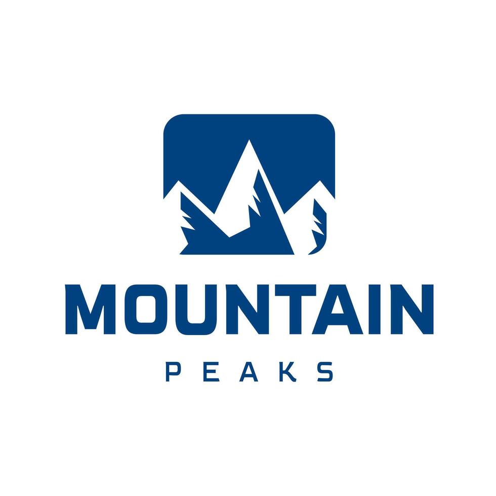 Monochrome Logo Illustration with Simple Mountain Silhouette in Square Shape. Minimalist and elegant design, suitable for Adventure, Outdoor Logo vector