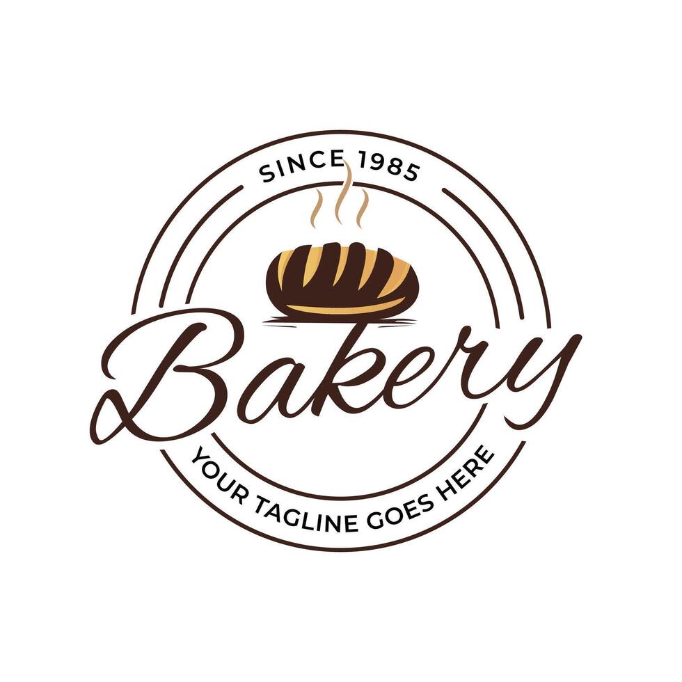 Bread Label Simple circle stamp, logo design template or food sticker inspiration vector