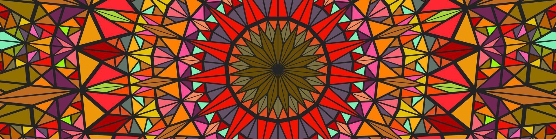 Polygonal dynamic abstract round tiled mosaic mandala background vector