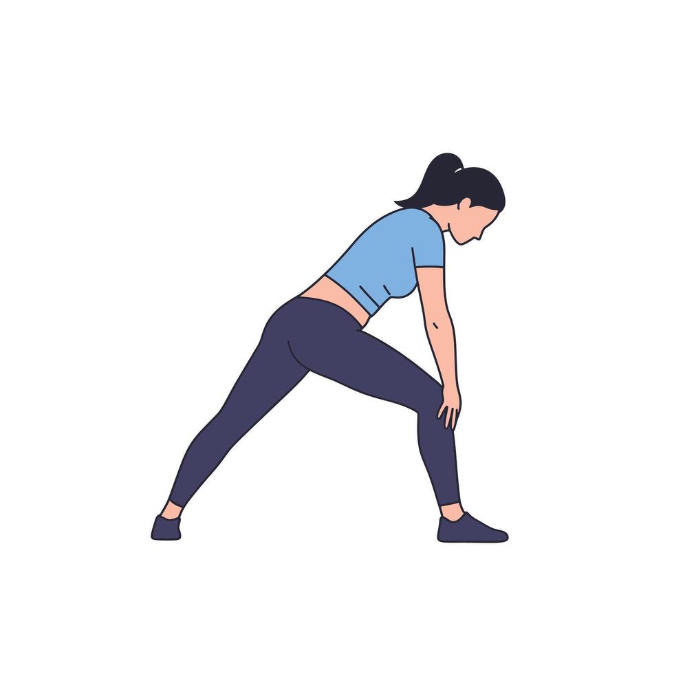 A woman is doing a squat exercise vector