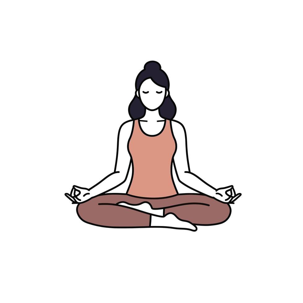 A woman is sitting in a lotus position vector