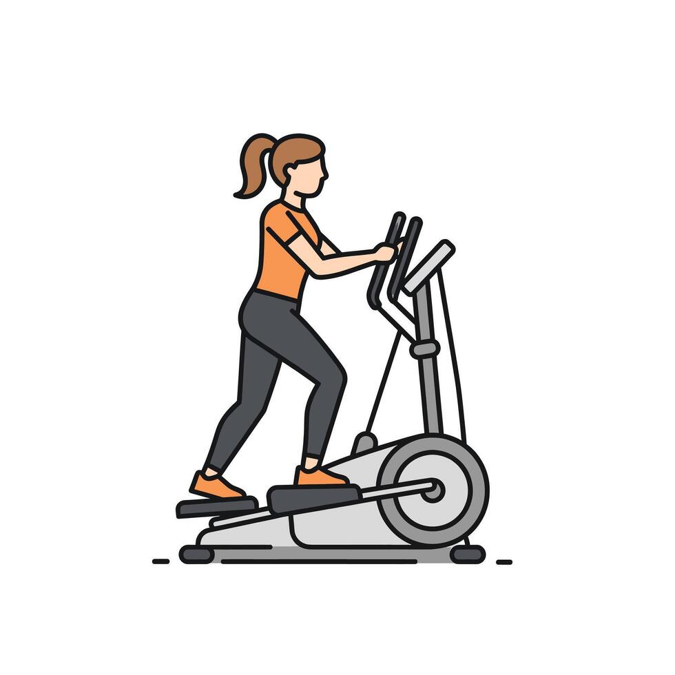 Woman on stationary bike exercise illustration vector